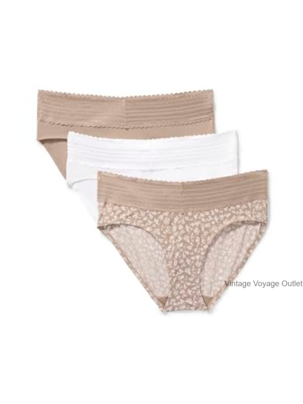 Microfiber Lace Hipster Panties 3-Pack Dig-Free Waistband Full Coverage